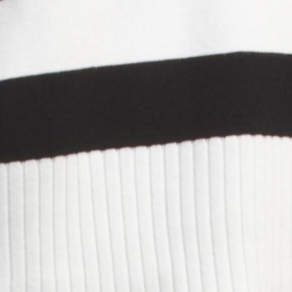 NWT CYRUS Striped White Blue Polo Pull Over Knit Sweater with Ribbed Cuffs & Hem - Picture 3 of 9